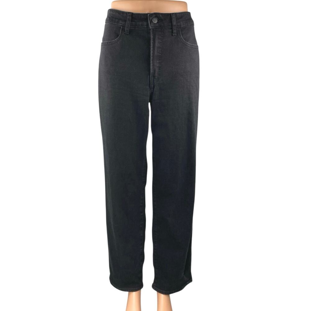 Old Navy Wow Loose Women's Black Straight Leg High Waisted Denim Jeans Pants 8